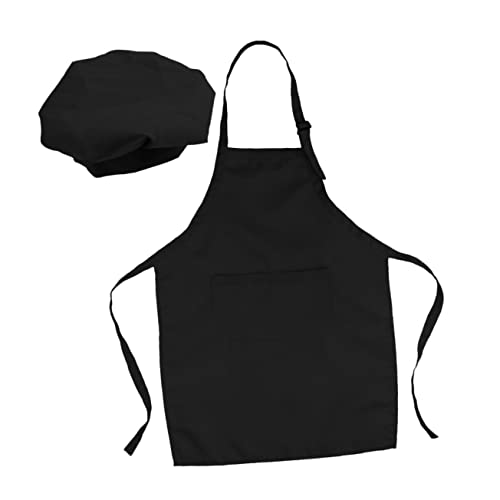 PRETYZOOM 2-in-1 Boys and Girls Chef Apron Hat Set Cooking Cooking Baking Art Size l Adjustable Neck Waist Tie