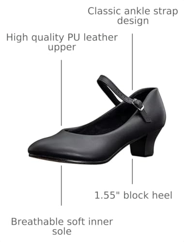 Image of ARCLIBER Character Shoes for Women Ankle Strap 1.55 inch Dance Heels for Ballroom Salsa Tango
