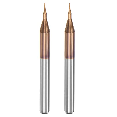 Image of uxcell End Mill CNC Router Bits, 1 /8 inch 3.175mm Shank 0.3mm x 1.5mm Titanium Coated Tungsten Carbide Engraving Milling Cutter for PCB Plastic Fiber Wood 2pcs