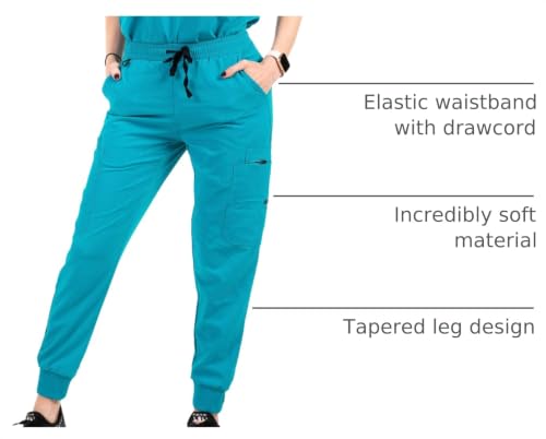 Image of Mim Women's Jogger Scrub Pants Caribbean-Blue S Regular