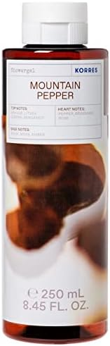 KORRES Cleanse + Hydrate Shower Gel, Mountain Pepper Bergamot & Coriander Fragrance, Foaming Body Wash with Aloe Vera & Wheat Proteins, Maintains Skin’s Natural Moisture for a Supple Feel, 8.45 Fl Oz
