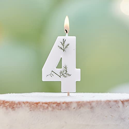 Ginger Ray MIX-579 Bougie numéro 4 Feuillage pressé Vert Cover