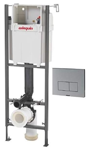 Wirquin pro - Cisterna empotrada con pulsador design aluminio para WC, 0,98-1,17 m Ref.55950018