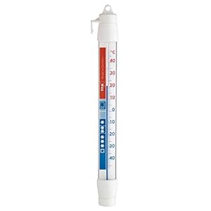 TFA Dostmann analoge koelthermometer, 14.4003.02.01, voor het controleren van de koelkast en de vriezer, met koelzones, hoge nauwkeurigheid, draaibaar, wit, (L) 30 x (B) 20 x (H) 210 mm