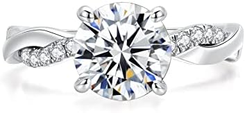 IMOLOVE Moissanite Wedding Engagement Ring for Women Twisted Rope Wedding Rings for Women Moissanite Rings for Women 1-2CT D Color VVS1 Clarity Promise Ring for Her with 18K Gold plated Size 4-11