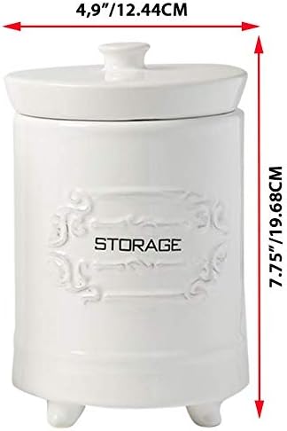 French Design White Ceramic Canister Set for Kitchen - Set of 3 Decorative Storage Containers with Airtight Lids for Coffee, Sugar & More - Shabby Chic Storage for Kitchen Essentials - 12oz/Canister