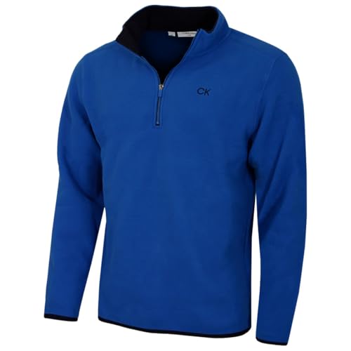 Image of Calvin Klein Mens Polar Fleece 1/2 Zip Sweater - Royal - L