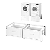 VEVOR Soporte para Lavadora Alto de 310 mm, Base de Lavadora de Acero Resistente, Capacidad de Carga de 150 kg, Pedestal Universal para Secadora con Cajón, Patas Antideslizantes, 2 Piezas, Blanco