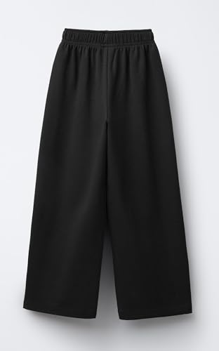 Image of Alan Jones Clothing Girls Wide Leg Palazzo Trousers | Cotton Blend Interlock Fabric | Side Pockets | Adjustable Inner Drawstring | Casual & Everyday Wear Pants