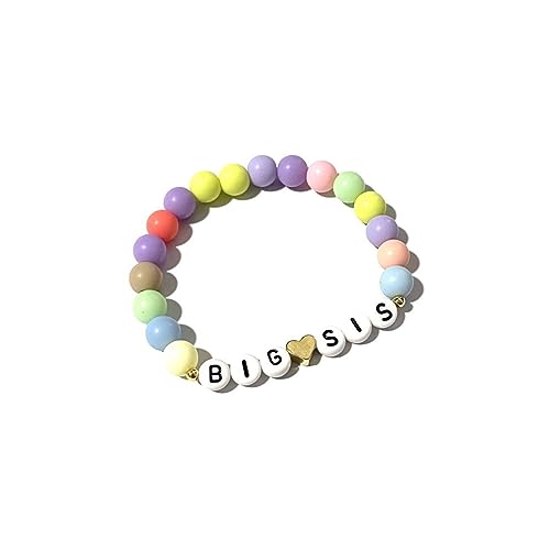 Image of COLORFUL BLING Big Sister Beaded Bracelet Big Sis Announcement Stretch Bracelet