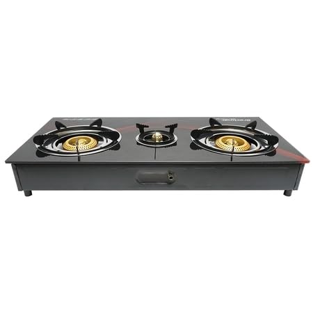 Fornello a gas, piano cottura con 3 bruciatori in ghisa 2,5KW vetro temperato 700x380x94mm, Fornello a gas Campeggio Camper Giardino Breckner Germany - immagine 5