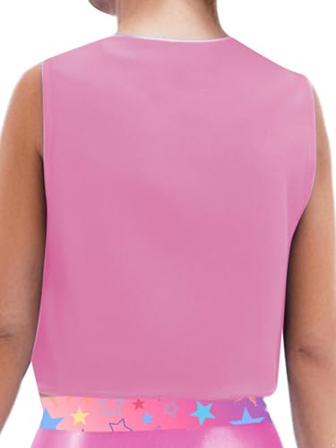 Hedmy Girls Printed Patchwork Vest kids V-Neck outfits Chest Fringes with Press Button tops2