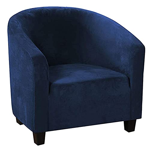 Tub Chair Cover, Club Chair Slipcover Stretch, Velvet Armchair Covers for Living Room Ultra Soft Sofa Slipcover Furniture Protector-Navy-1 Pcs