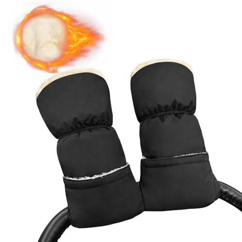 Manoplas Carro Bebe, Impermeable Guantes Carrito Bebé, Manoplas Silla de Paseo con Piel de Oveja Sintética,Invierno Guantes Carro Bebe para Todos los Cochecito,Regalo de Invierno Ideal para Padres