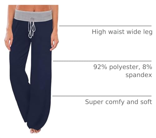 Image of NEWCOSPLAY Women's Comfy Pajama Pants Casual Drawstring Palazzo Lounge Wide Leg Pants