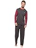 INSIGNIA Mens Pyjama Set Top & Pants Cotton Pjs (Wine -Grey, 3XL) #4