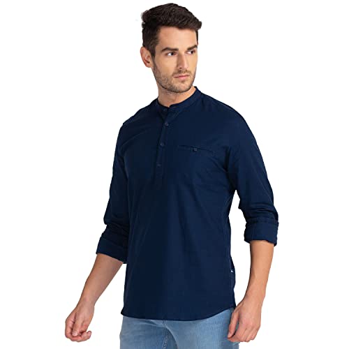 Image of Parx Men's Pure Cotton Solid Pattern Slim Fit Semi Cutaway Collar Full Sleeve Casual Shirt
