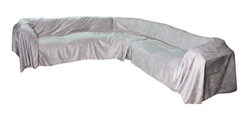 Floppy Ears Design Extra Wide Simple Faux Suede Microfiber Sectional Couch Cover Protector (Sand, XXL Sectional 105” W x 250” L)