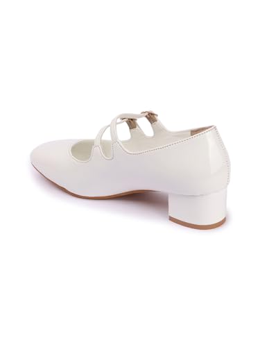 Image of ELLE Women's Patent Mary Jane Style Block Heel Pumps
