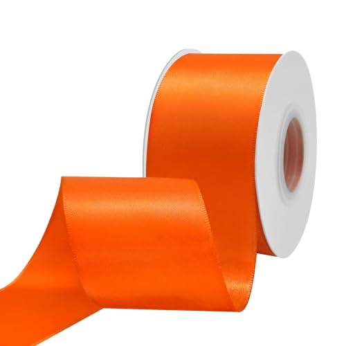 Ribtcute Double Faced Orange Satin Ribbon 2 Inch Orange Satin Ribbon for Gift Wrapping,Flower Bouquet,Bows,Crafts,Wedding,Invitation,25 Yards