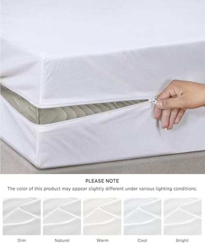 Image of Zippered Chain 75 inchx36 inchx10 inch Terry Cotton Waterproof Mattress Protector | Dust Mite Proof, Bed Bug Protection Mattress Cover for Single Bed Size with 10 inch Drop Thick (75x36x10 inch,White)