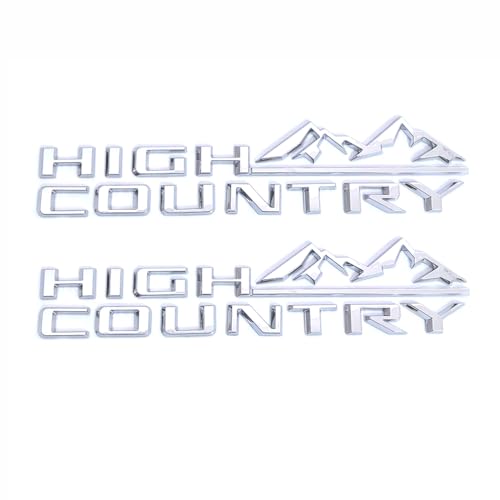 Image of 2pack OEM High Country Emblems 3D Letters Side Badge Compatible with Silverado Tahoe Suburban 2019-2025 High Country 85101611 Glossy Chrome