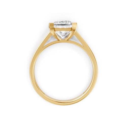 INDRI 10k Solid Gold Moissanite Engagement Ring for Women 1 Carat 6mm Princess Cut Certified Solitaire Square Promise Ring, Solid White Yellow Gold (D-E Color VVS1 Quality)3