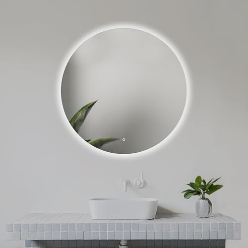 Home Glow Specchio circolare da bagno da 60cm con luci LED, con interruttore touch, Specchio...