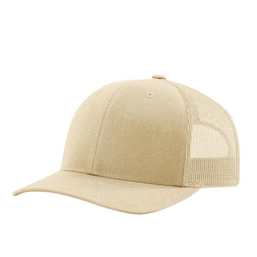 Image of TZ Promise Men Women Plain Cotton Trucker Cap with Breathable Mesh Back, Snapback Baseball Hats