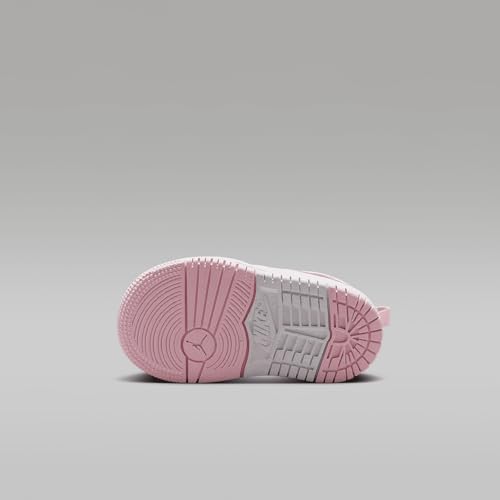 Jordan 1 Mid RM EasyOn Baby/Toddler Shoes (FQ1283-101, White/Fire Red/Pink Foam)2