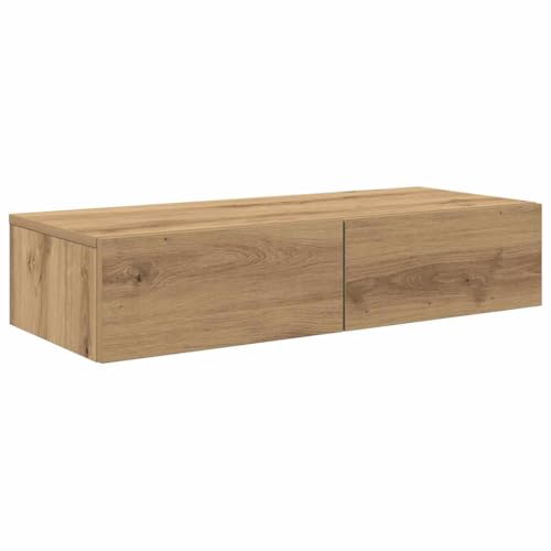 vidaXL Estante de Pared cajones Madera contrachapada Roble Artesanal, Estante de Pared con gabinete, gabinete de Almacenamiento montado en la Pared, Unidad de Almacenamiento de Pared