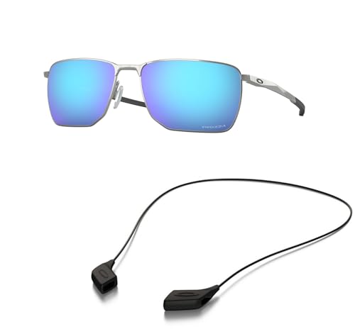 Oakley OO4142 Sunglasses Bundle: OO 4142 414204 Satin Chrome and Medium Black leash Accessory kit2