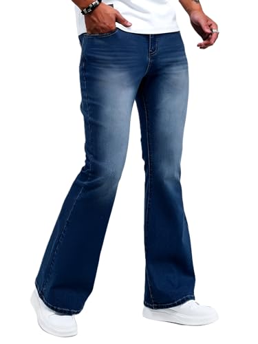 Image of Ben Martin Men's Bell Bottom Jeans || Bootcut Denim Pants || Wide Leg Flared Jeans for Men || High Waist Stretchable Retro Fit || Cotton Jeans for College Casual (1)