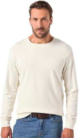 JP 1880 Herren große Größen Übergrößen Menswear L-8XL JP Aware Langarmshirt, Biobaumwolle, GOTS-Zertifiziert, bis 8 XL Sand grau 4XL 842831151-4XL