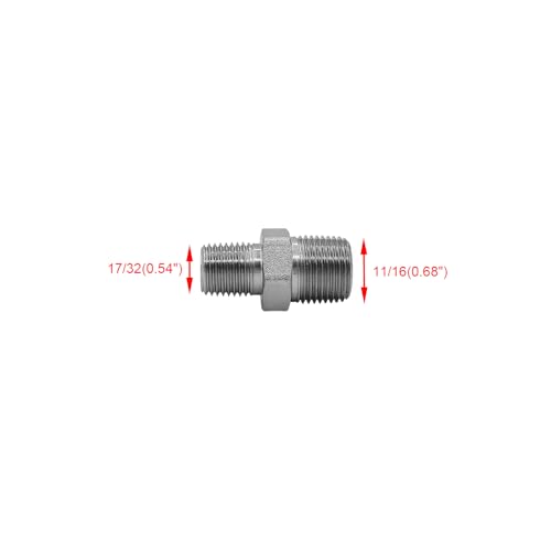 Image of (2-PACK) 5404-06-04 Hydraulic Hose Adapter Fitting 3 /8 inch Male (3 /8 inch-18NPTF) x 1 /4 inch Male (1 /4 inch-18NPTF) SAE Straight Pipe Joints Tube Connector Carbon Steel