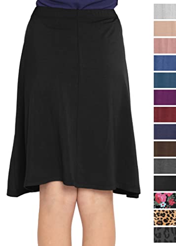 STRETCH IS COMFORT Girl's A-Line Skirt Knee Length Black Large