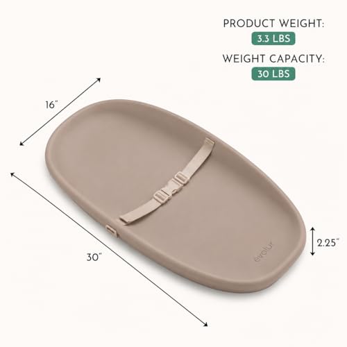Image of Evolur Eva Changing Pad, Waterproof EVA Foam, Safety Strap, Oat