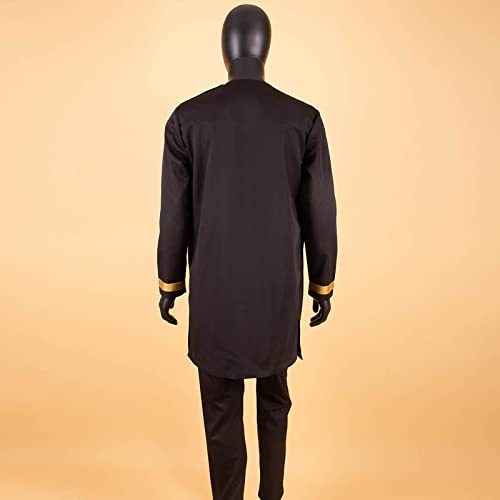 African Clothing for Men Full Sleeve Embroidery Shirts and Pants 2 Pieces Outfits Plus Size African Suit4