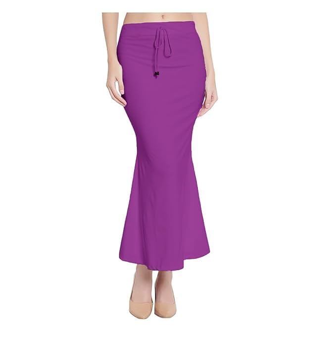 Image of Saree Shapewear Petticoat for Women Cotton Blended Lycra Shaper Petticoat with Elastic & Lace (Drawstring) Long Under Skirt Fishcut Wrinkle Free Shapewear