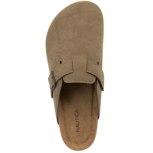Nautica Women Mens Clogs Mules Vegan Suede Cork Footbed Buckle Sandals Comfort Potato Shoes with Arch Support (Faux Fur/Smooth)4