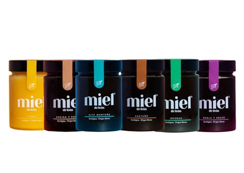 Miel pura de Abeja. Pack de 6 Mieles 450grs cada una. 1) De Flores. 2) De Brezo y Roble. 3) De Castaño. 4) De Alta Montaña. 5) De Bosque. 6) De encina y roble.