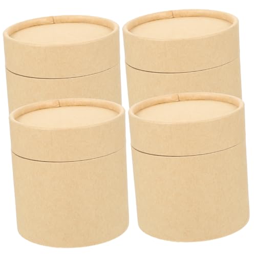 BIUDECO 4個収納キャニスター 家用ティーキャニスター キッチン収納 お茶缶 スパイス入れ 厚みのあるクラフト紙製 丸い箱 デザイン