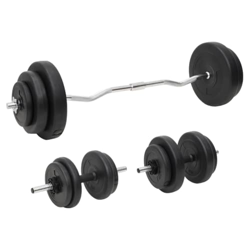 vidaXL Juego de Barras y Mancuernas con Discos, Equipo de Pesas Libres, Set Pesas Gimnasio, Equipo de Entrenamiento Físico para Culturismo 60 kg