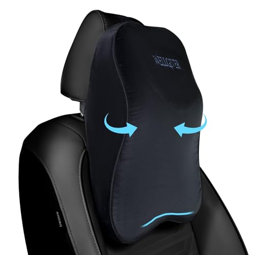 Orthopedic Car Neck Rest Pillow Superior Neck Support Cushion Headrest Cushion -Car Neck Pillow for Neck Pain Relief in Office, Driving | 17 x 12 x 5 Inch | Black Velvet Cover | Pack of 1