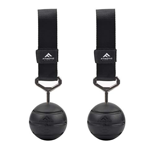 FITactic 3 Inches Groove Rock Climbing Solid Training Cannonball Bomb Power Pull Up Ball Hold Grips for Straps for Finger, Forearm, Biceps, Back Muscles (2 Balls, Black Groove 3