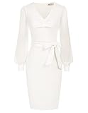 GRACE KARIN Damen Elegant Etuikleid Langarm Etuikleid Einfarbig Sexy Figurbetontes Kleid Schlauch Kleid M
