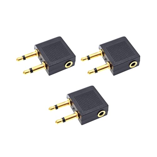 JZK Adaptateur Casque pour Avion – Convertisseur de Prise Audio 3,5 mm (mâle vers Femelle) plaqué Or pour écouteurs de Bord – Prise auxiliaire stéréo...