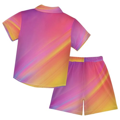 Boccsty Colorful Orange Pink Gradient Boy Summer Shorts Sets