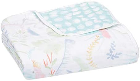 aden + anais essentials Dream Baby Blanket - Pack of 1 | Large Breathable 100% Cotton Muslin Bedding | Cot Blankets For Newborns & Infant Boys & Girls | Baby Shower or Xmas Gifts | Tropicella Print