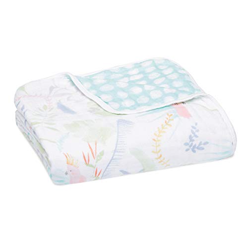 Image of aden + anais Essentials Dream Blanket, Muslin Baby Blankets for Girls & Boys, Ideal Lightweight Newborn Nursery & Crib Blanket, Unisex Toddler & Infant Bedding, Shower & Registry Gift, Tropicalia